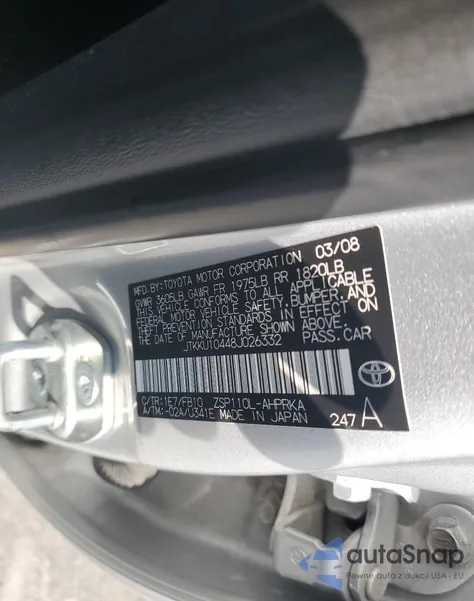 2008 Scion Xd из США, поврежденный, VIN JTKKU10448J026332